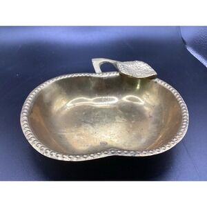 Vintage Heavy Brass Apple Coin Jewelry Trinket‎ Tray/Dish